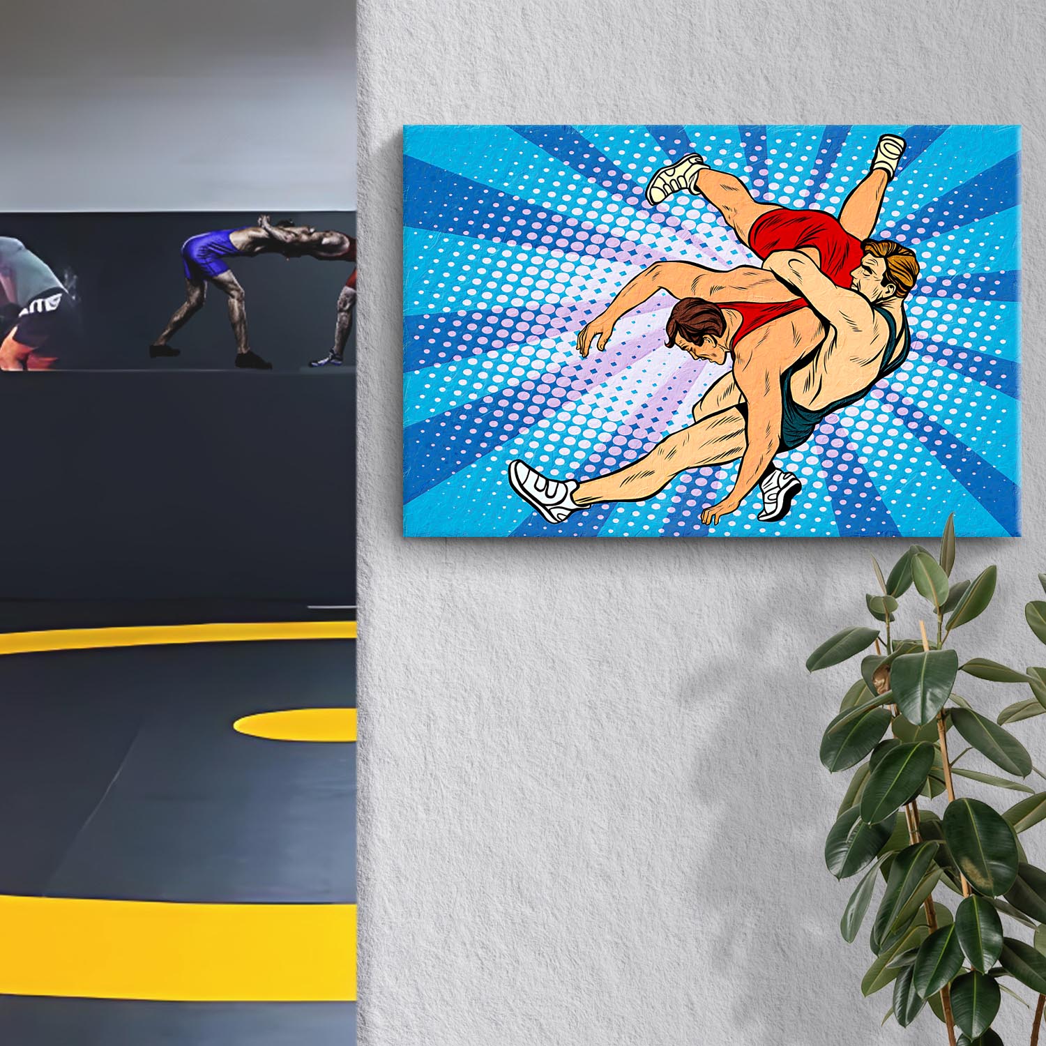 Wrestling Comic Style Canvas Wall Art Style 1 - Image by Tailored Canvases