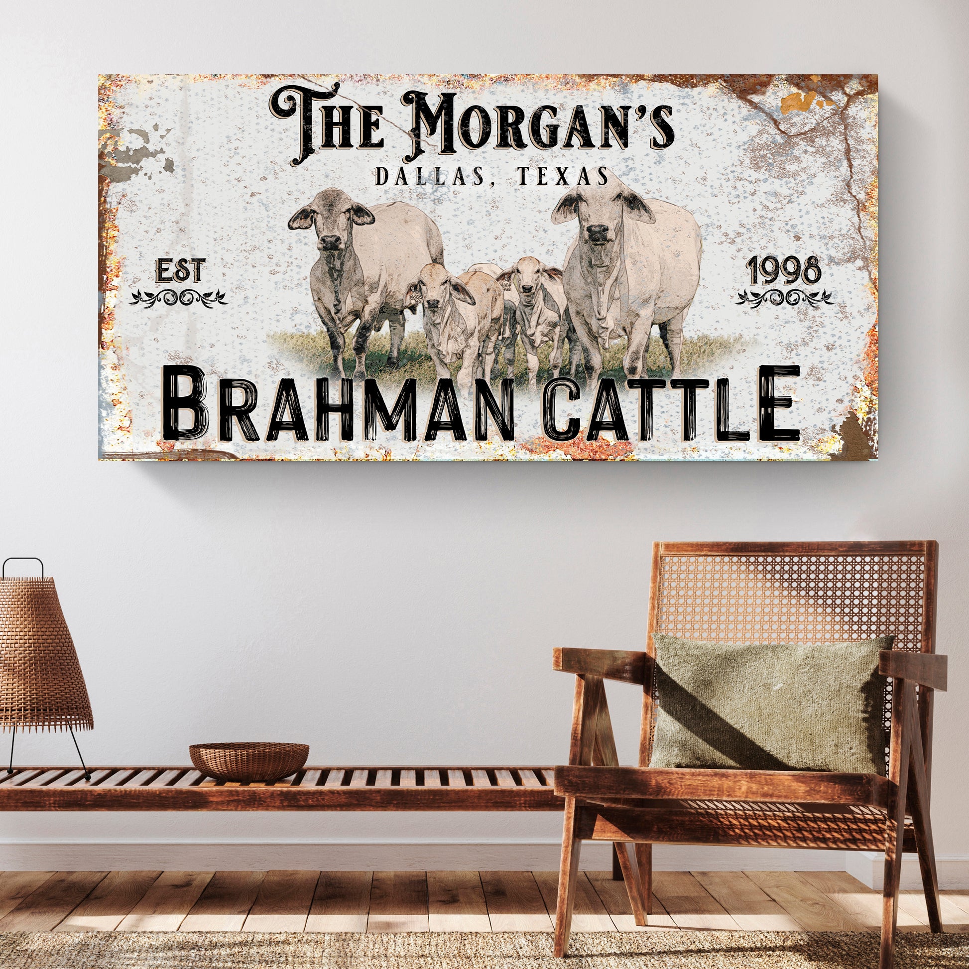 Personalized Brahman Cattle Sign II - Image by Tailored Canvases