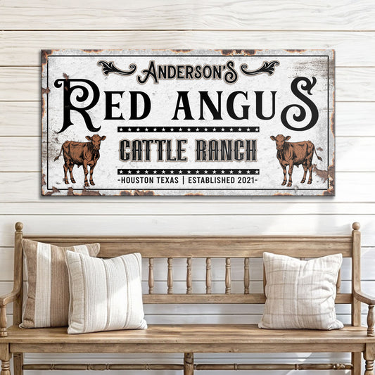 Personalized Red Angus Cattle Sign - Image by Tailored Canvases