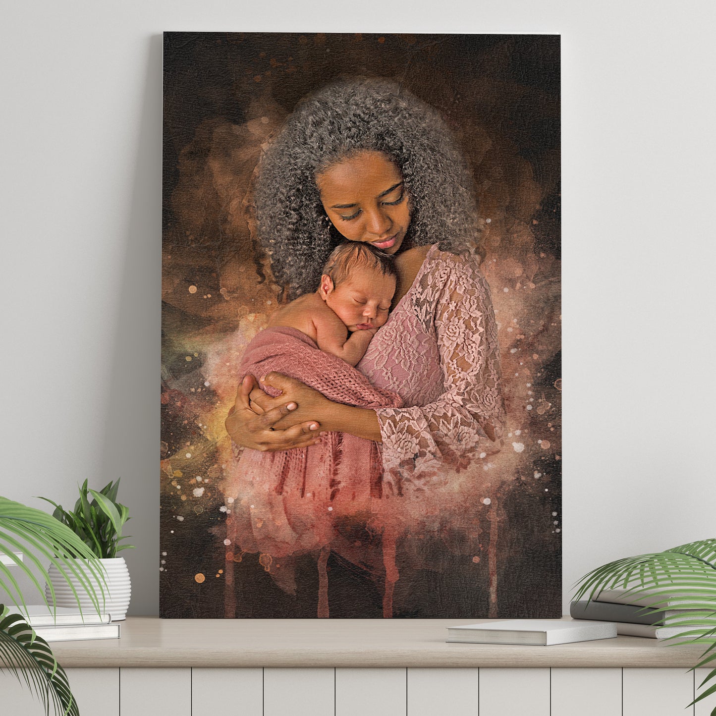 Mother's Day Watercolor Portrait Sign Mother and Child