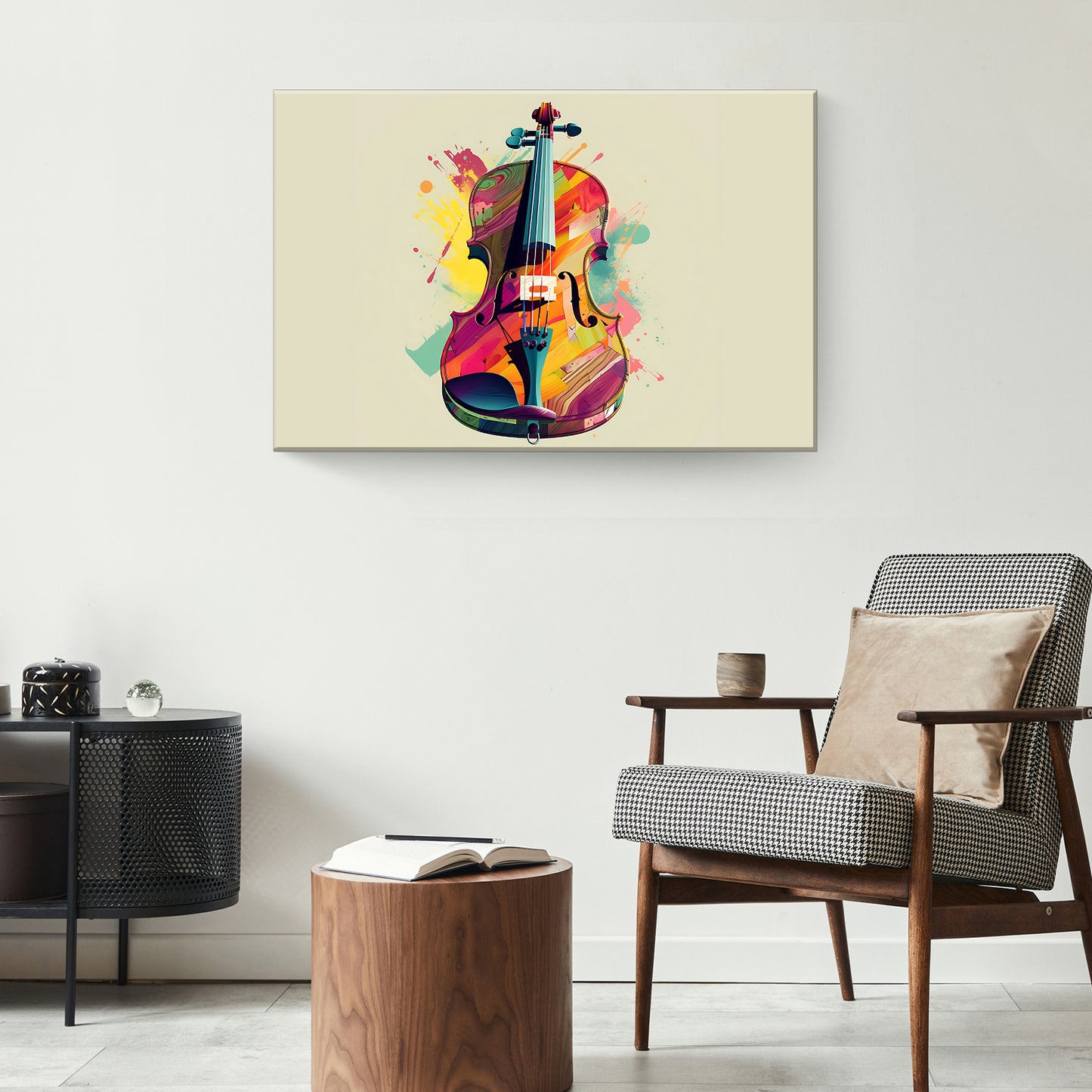 Violin Retro Canvas Wall Art Style 2 - Image by Tailored Canvases