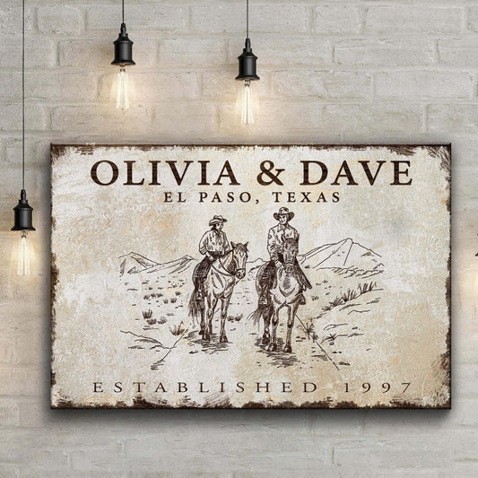 Cowboy Couple Sign Style 2 - Image by Tailored Canvases