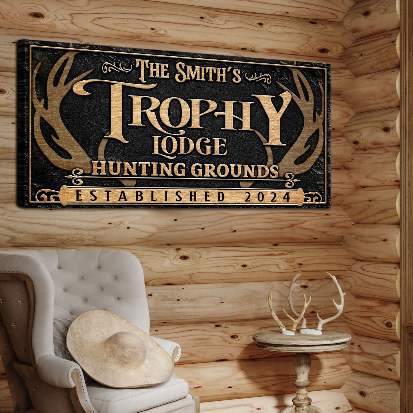 Personalized Family Antler Sign III