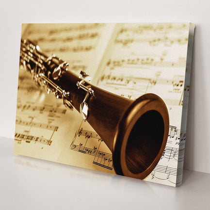 Clarinet Sepia Canvas Wall Art