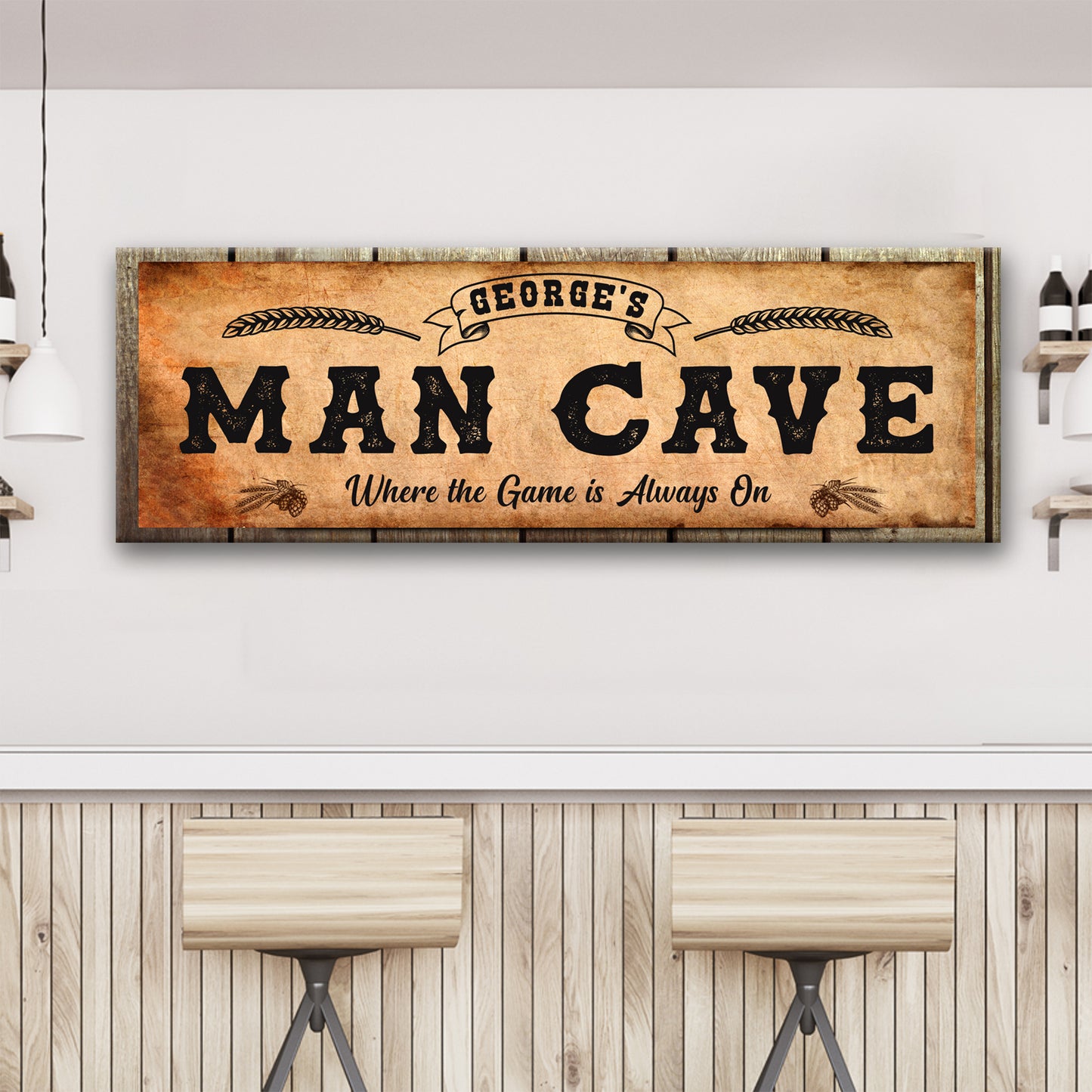 Personalized Man Cave Sign: Rustic Man Cave Sign for Custom Bar Signs or Home Bar
