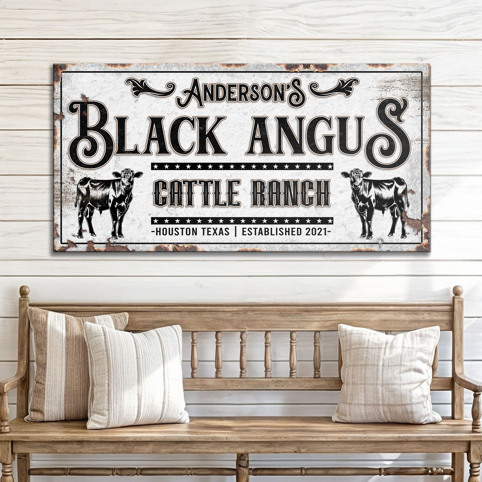 Personalized Black Angus Cattle Sign Style 1 - Image by Tailored Canvases