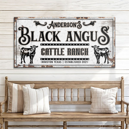 Personalized Black Angus Cattle Sign  - Image by Tailored Canvases