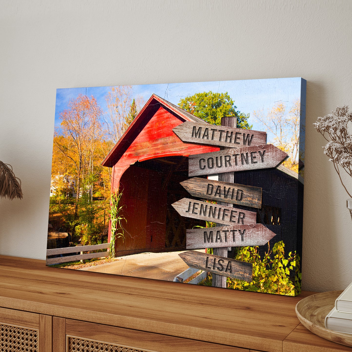 Cabin Woods Family Names Sign