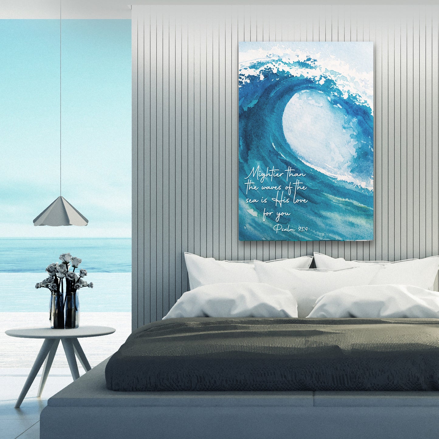 Psalm 93:4 - 'Mightier Than the Waves' Ocean-Inspired Christian Wall Art, Religious Wall Art for Living Room