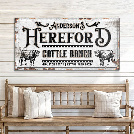 Personalized Hereford Cattle Sign - Image by Tailored Canvases
