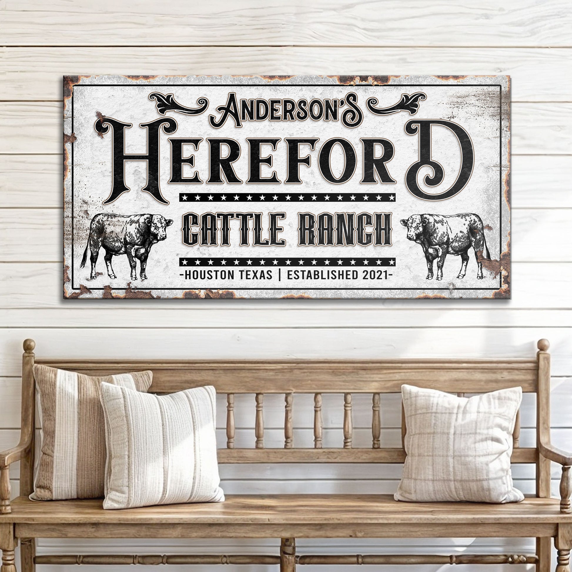 Personalized Hereford Cattle Sign Style 1 - Image by Tailored Canvases