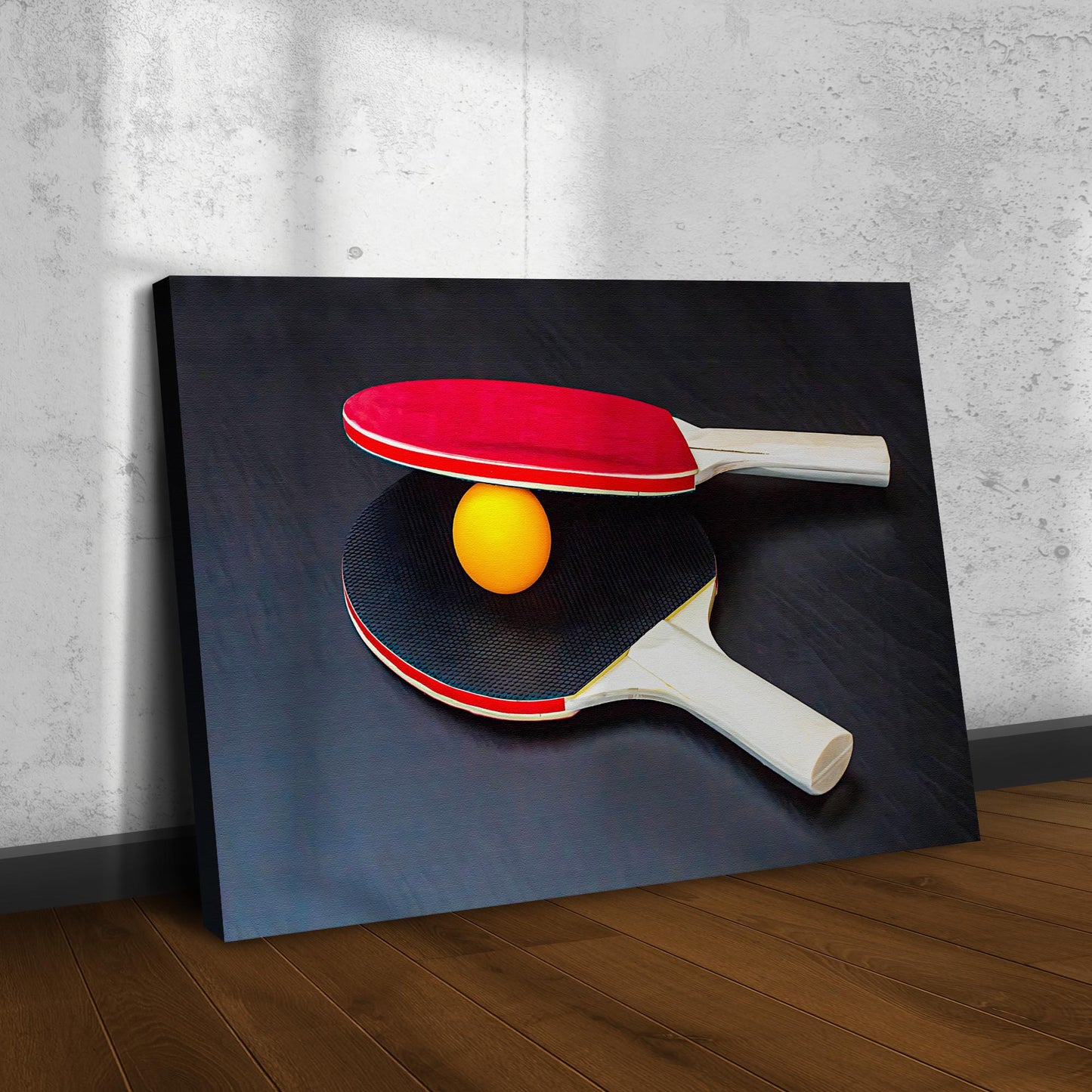 Table Tennis Paddles And Ball Canvas Wall Art - Image by Tailored Canvases
