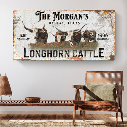 Personalized Long Horn Cattle Sign II - Image by Tailored Canvases