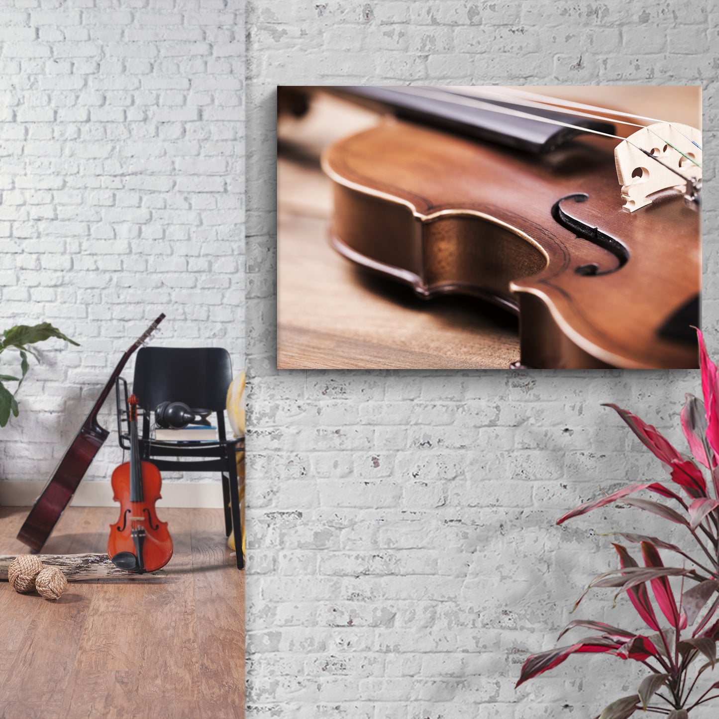 Violin Up Close Canvas Wall Art Style 2 - Image by Tailored Canvases