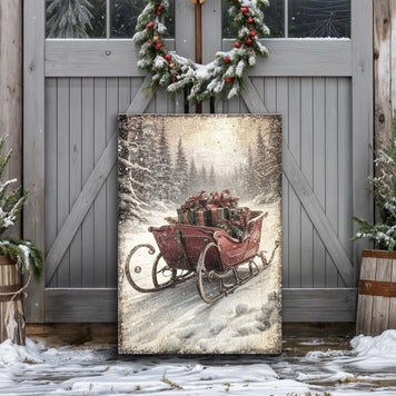 Vintage Christmas Sleigh Sled Wall Art IV