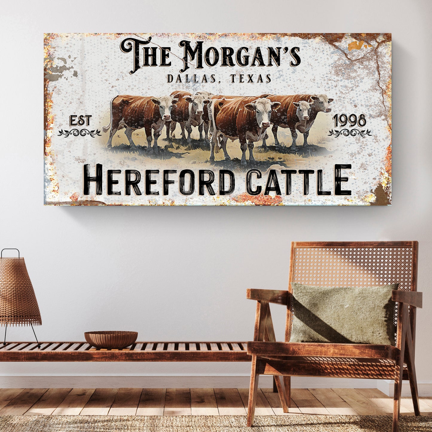 Personalized Hereford Cattle Sign II