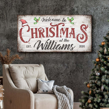 Family Welcome To Christmas Sign V