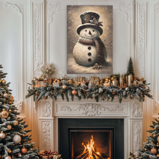 Vintage Snowman Christmas Wall Art III | Tailored Canvases
