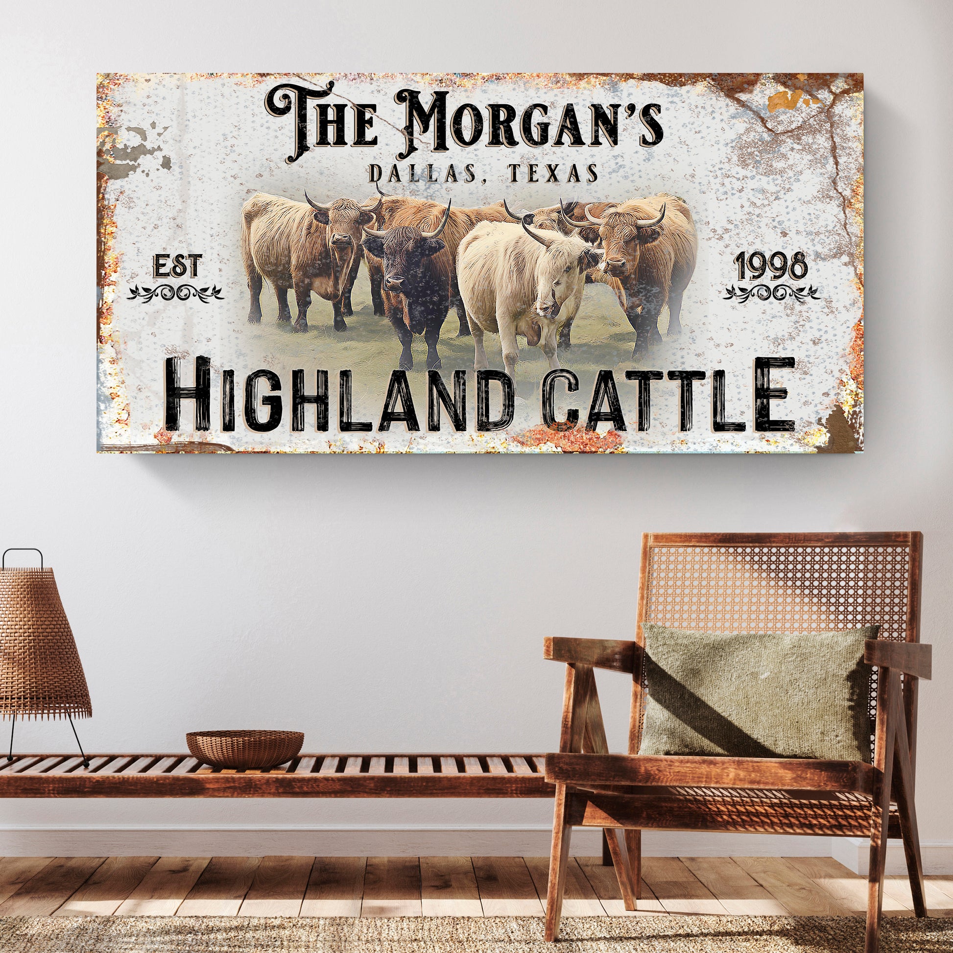 Personalized Highland Cattle Sign III - Image by Tailored Canvases