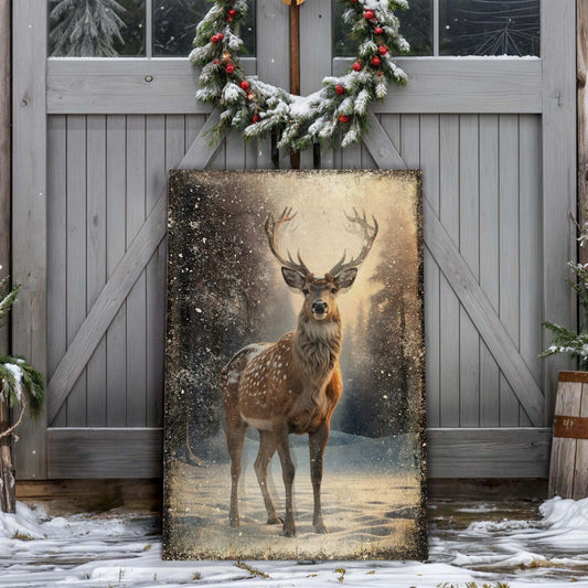 Vintage Winter Deer Christmas Wall Art IV | Image by Tailored Canvases