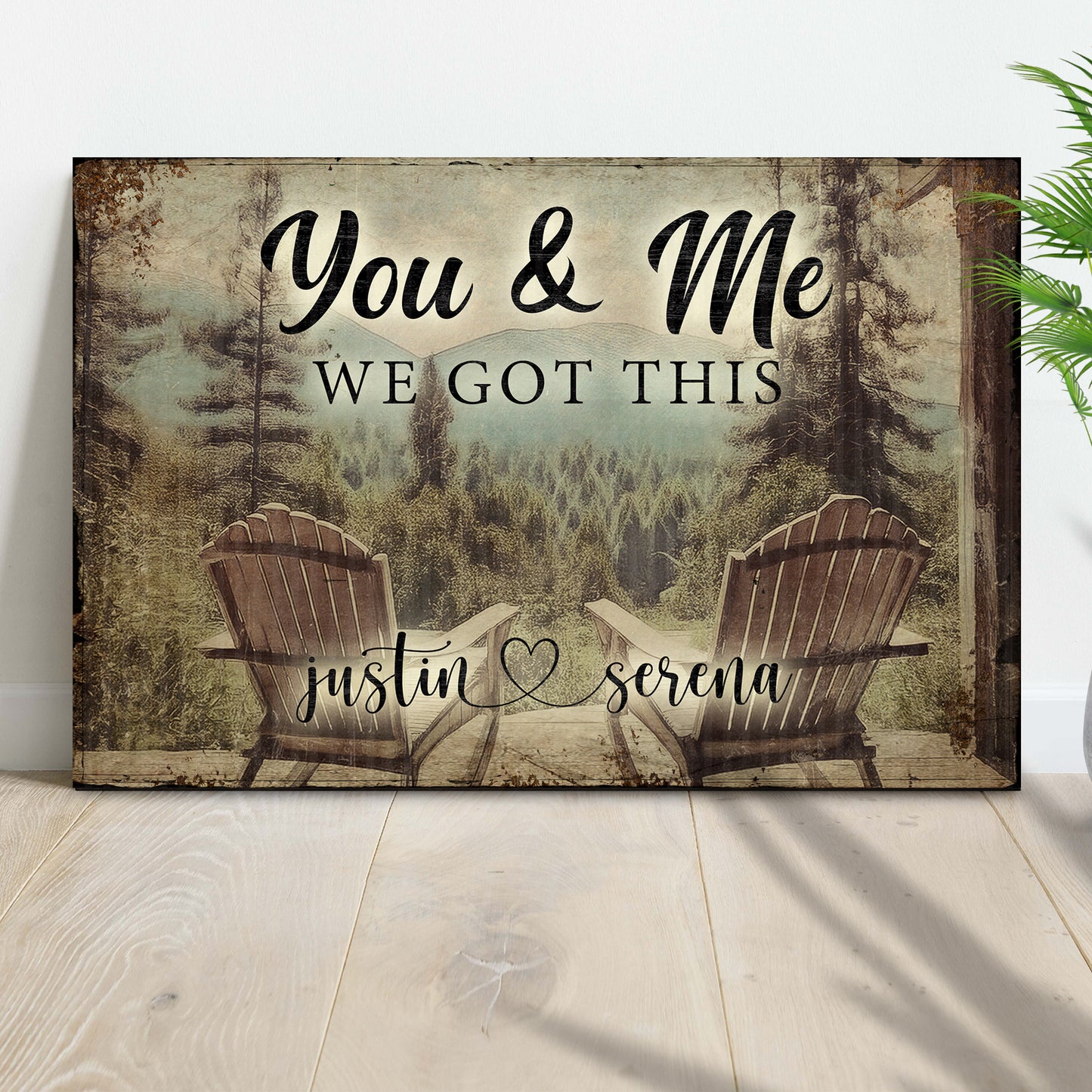 Cabin Forest Themed We Got This Couple Sign - Image by Tailored Canvases