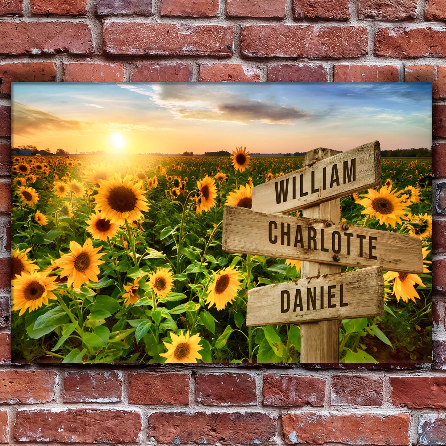 Sunflower Field Family Names Sign