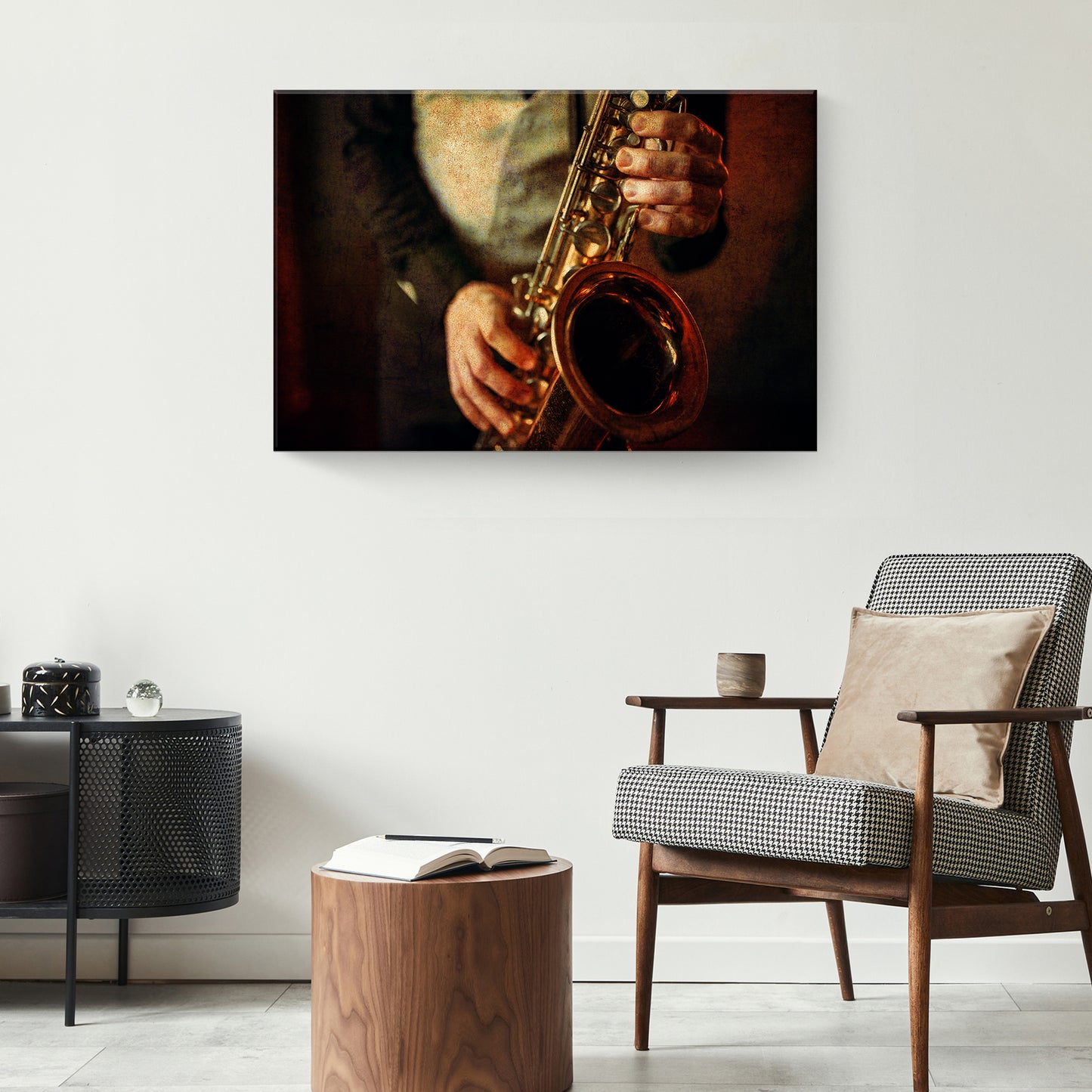 Saxophone Grunge Canvas Wall Art Style 2 - Image by Tailored Canvases