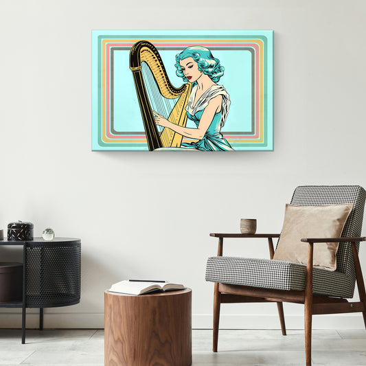 Harp Retro Canvas Wall Art - Image by Tailored Canvases