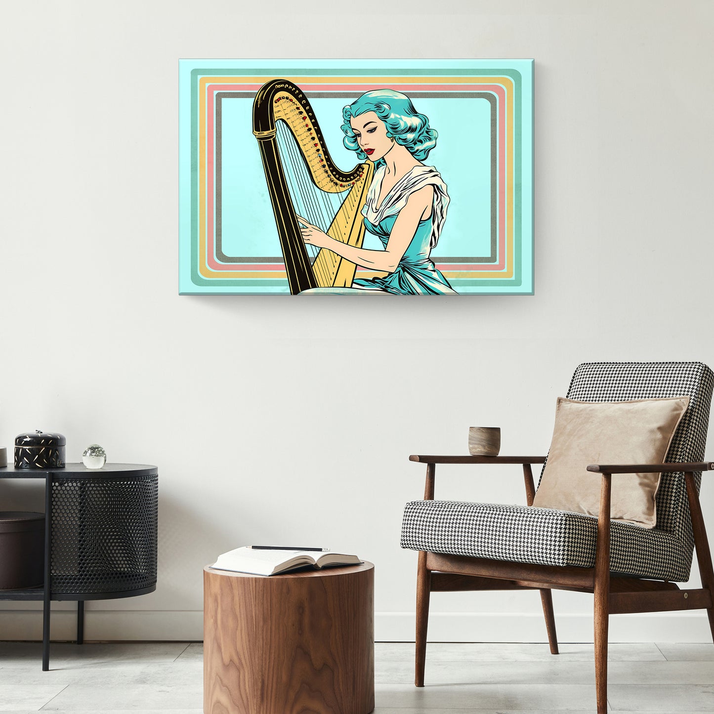 Harp Retro Canvas Wall Art Style 1 - Image by Tailored Canvases