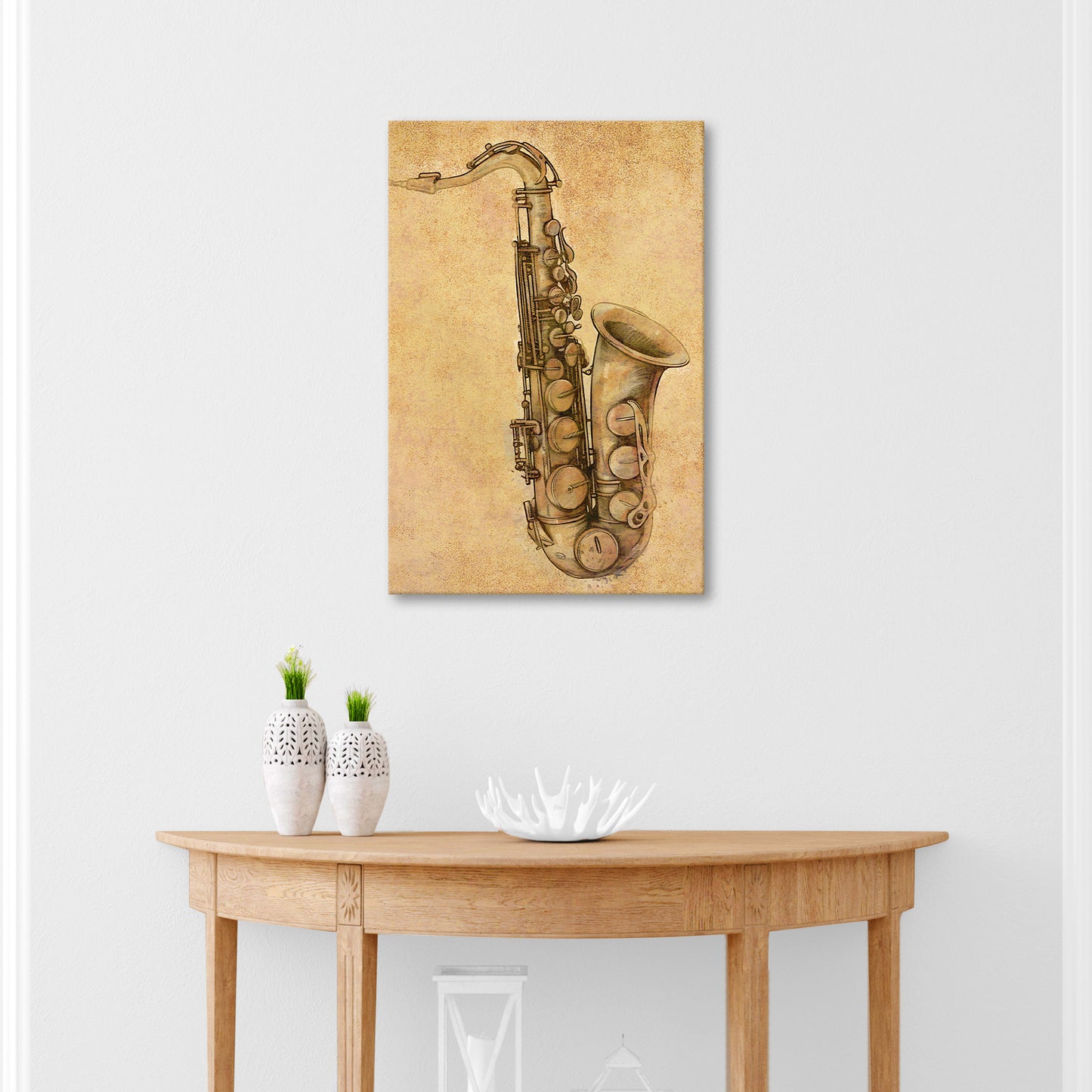 Saxophone Rustic Canvas Wall Art Style 2 - Image by Tailored Canvases