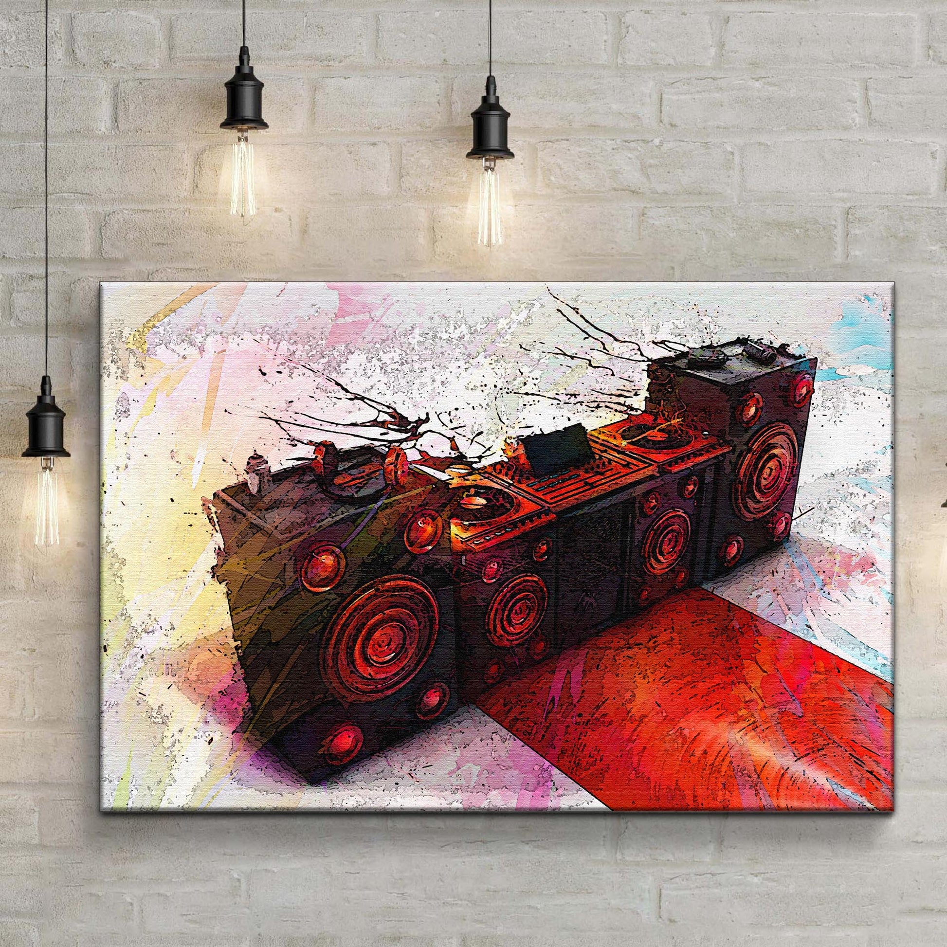 Music Equipment Speakers Watercolor Canvas Wall Art Style 2 - Image by Tailored Canvases