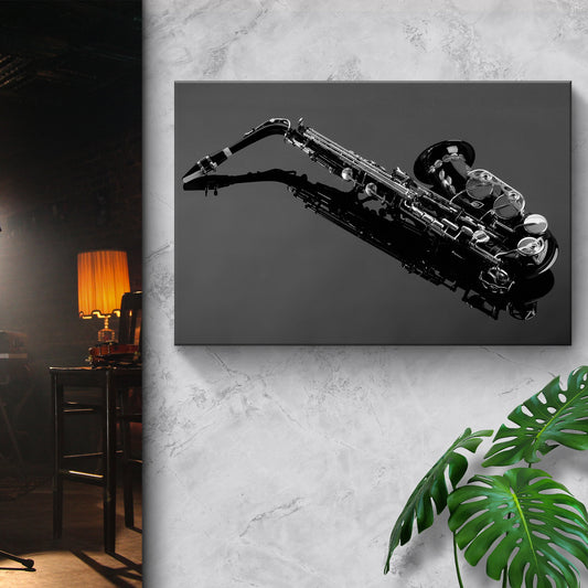 Saxophone Monochrome Canvas Wall Art - Image by Tailored Canvases