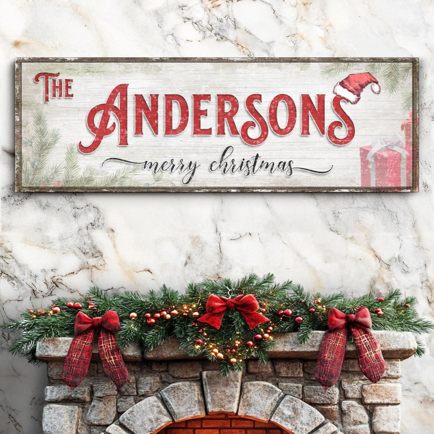 Christmas Family Name Sign V