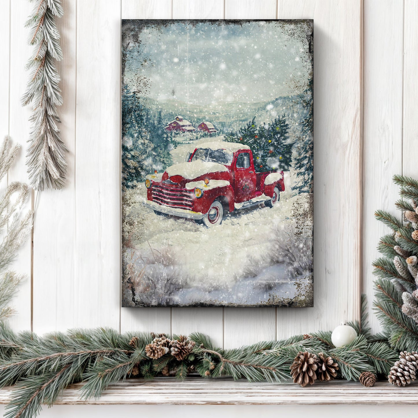 Vintage Truck With Christmas Tree Wall Art II