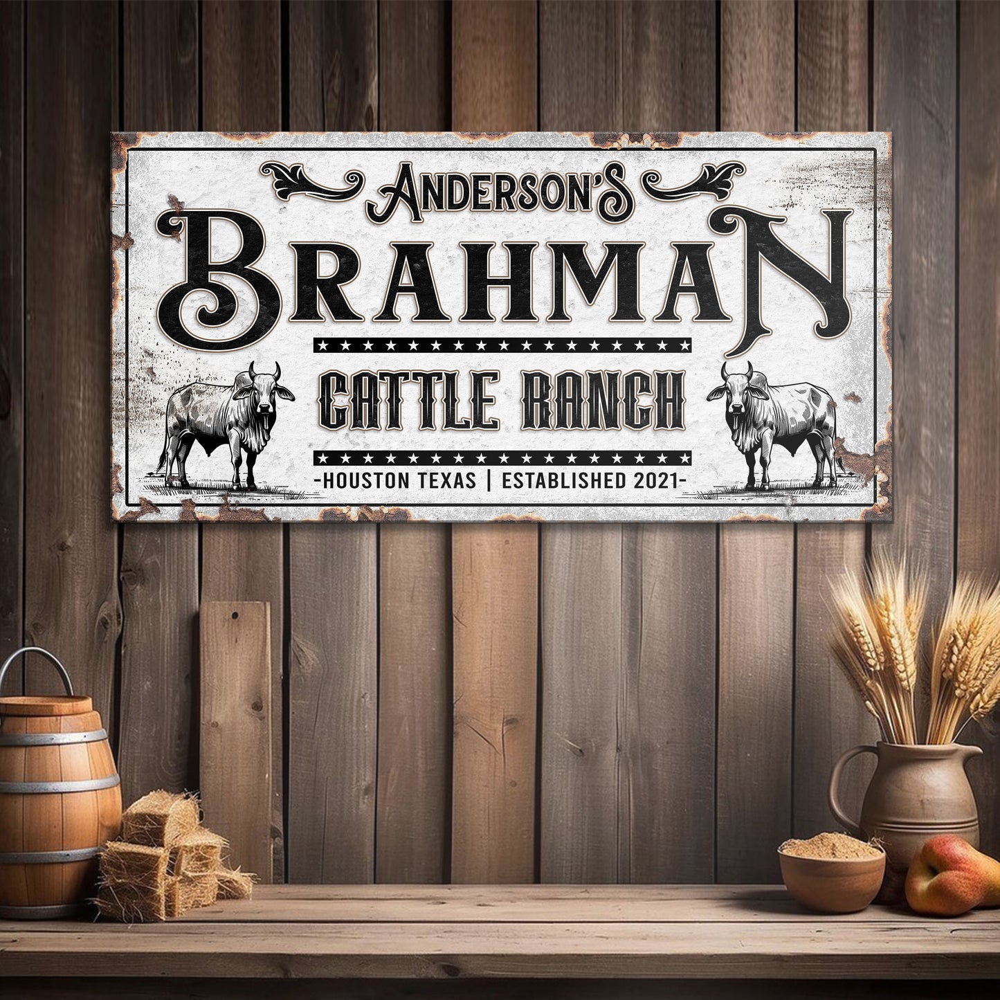 Personalized Brahman Cattle Sign  - Image by Tailored Canvases