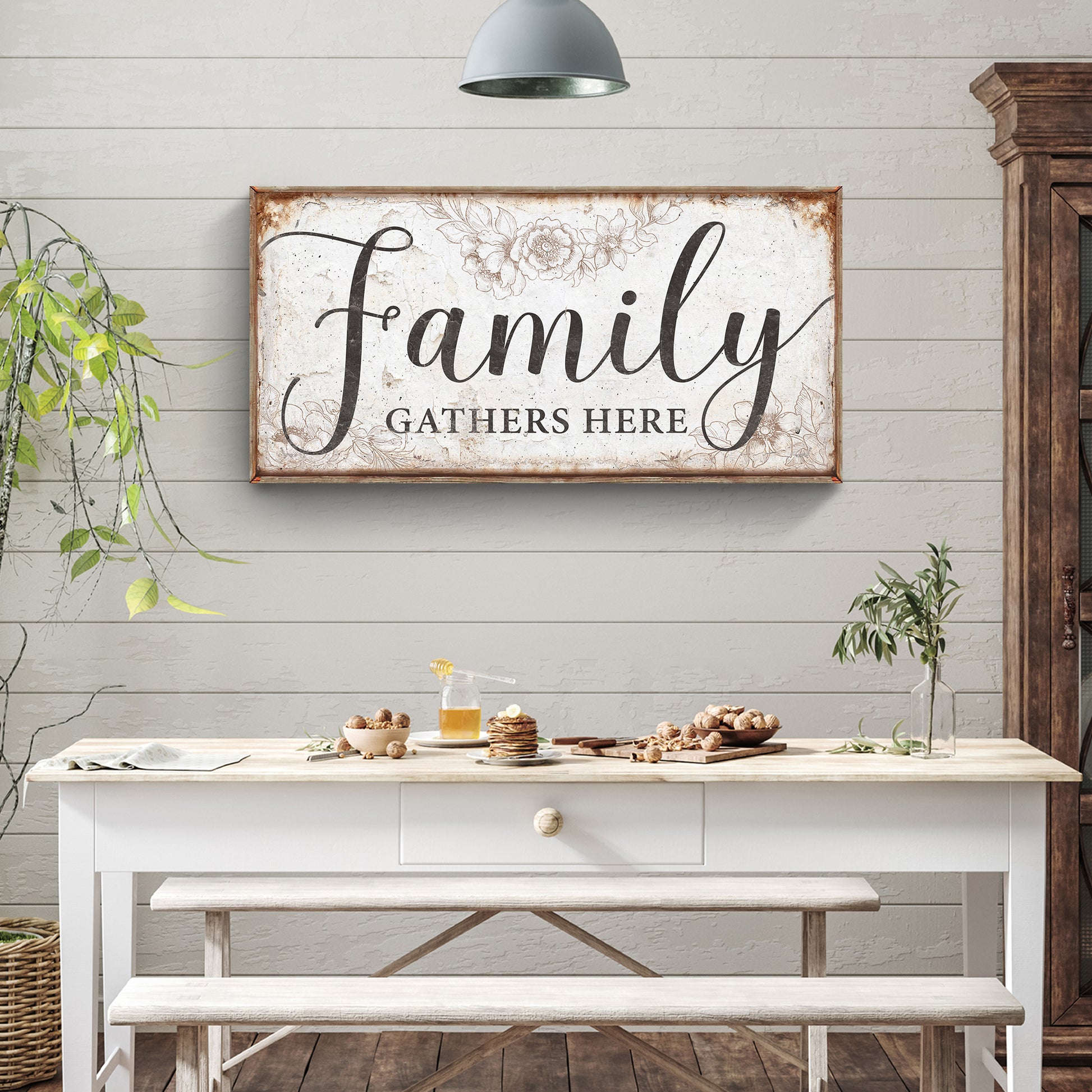 Family Gathers Here Sign  - Image by Tailored Canvases