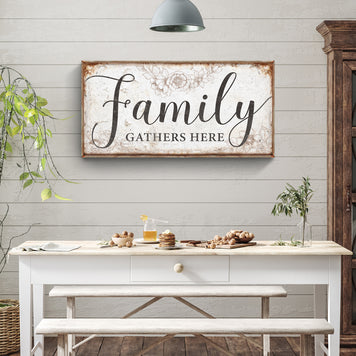 Family Gathers Here Sign