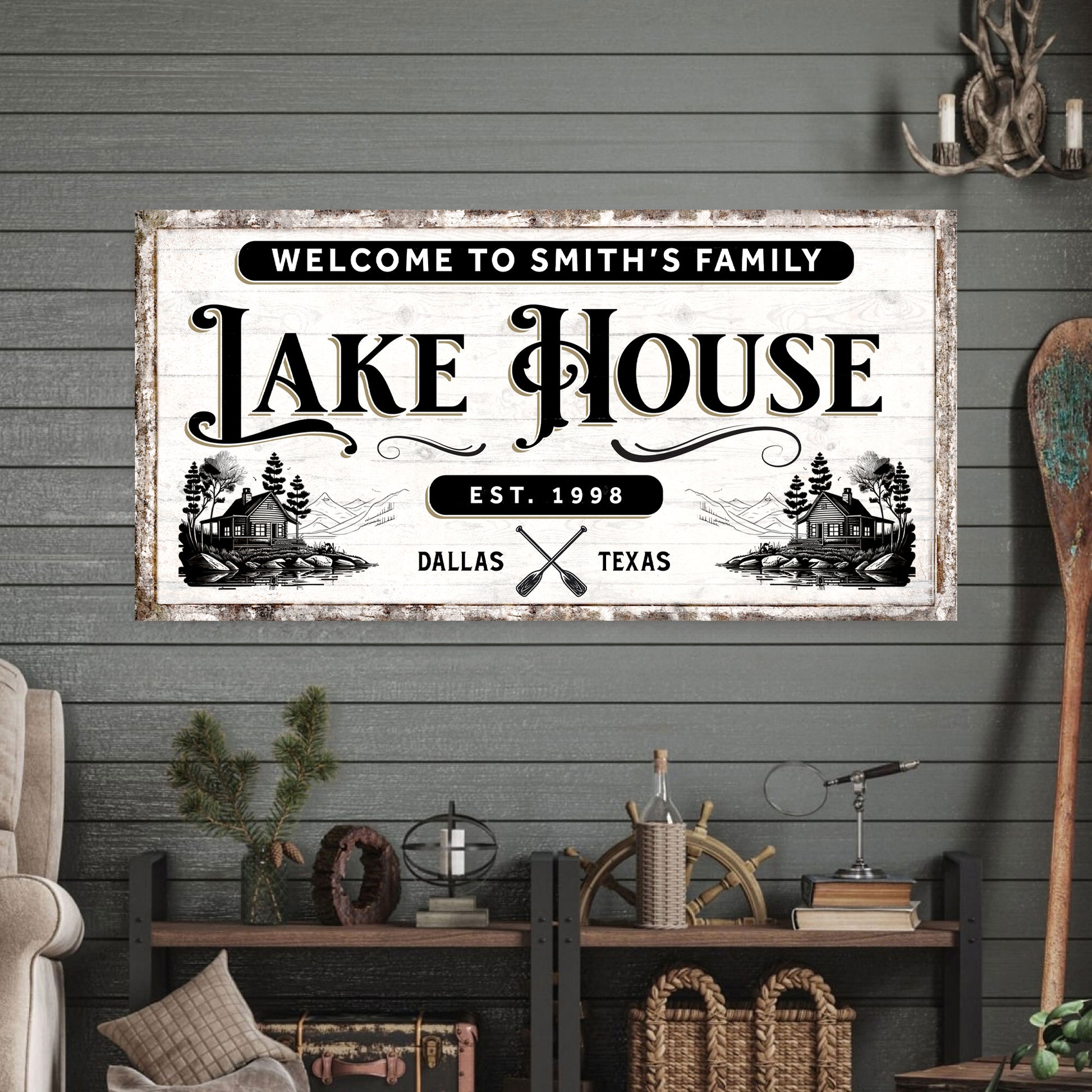 Lake House Sign VIII Style 1 - Image by Tailored Canvases