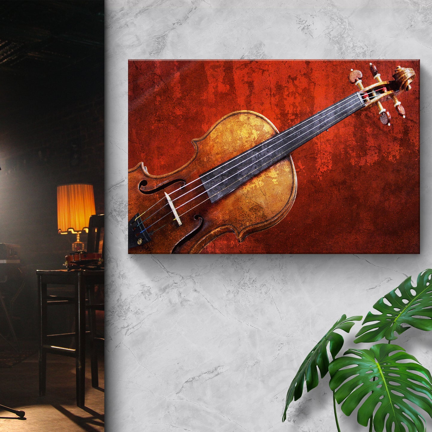 Violin Grunge Canvas Wall Art Style 1 - Image by Tailored Canvases