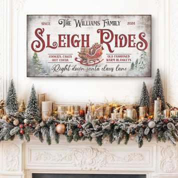 Family Sleigh Rides Christmas Sign II