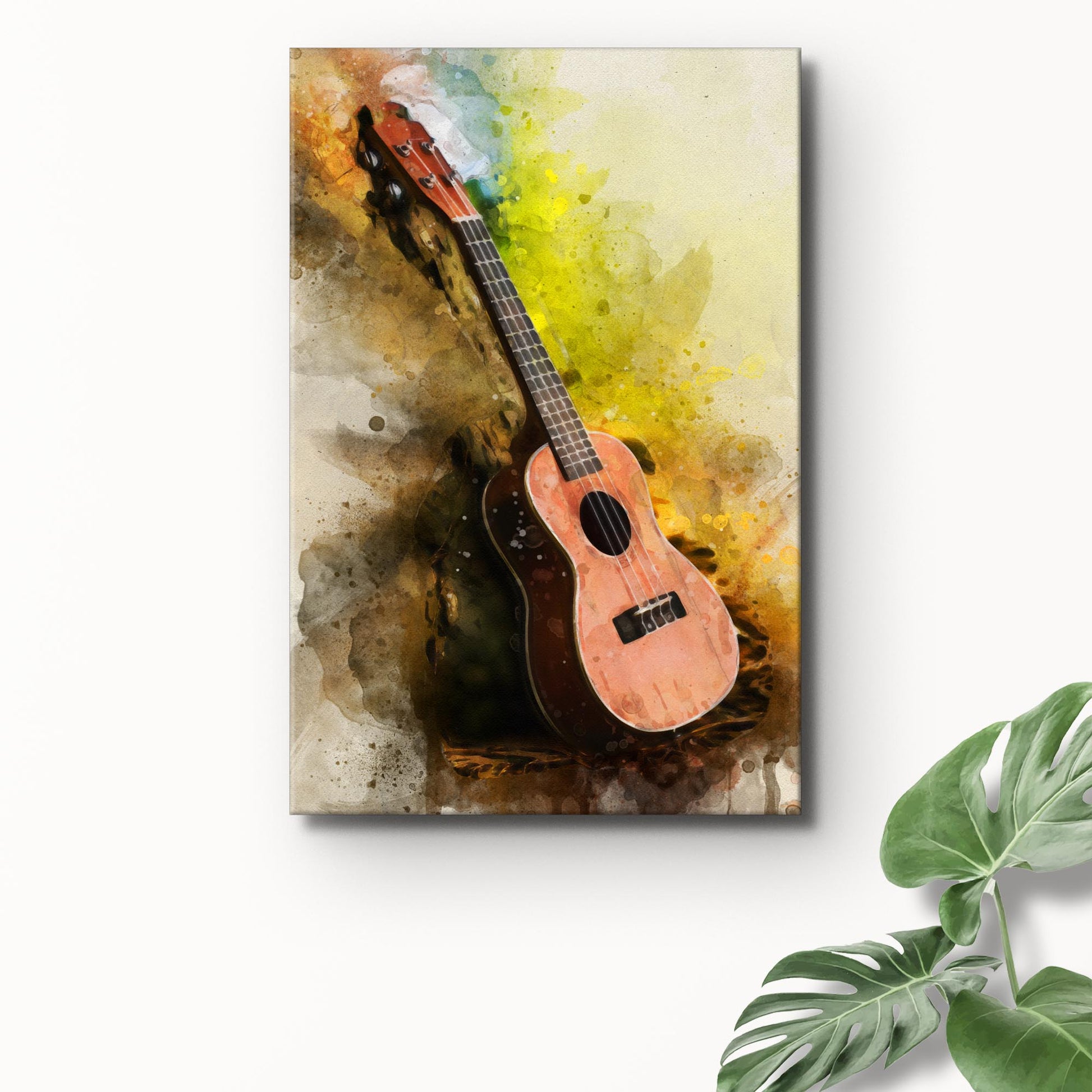 Ukulele Watercolor Canvas Wall Art Style 2 - Image by Tailored Canvases