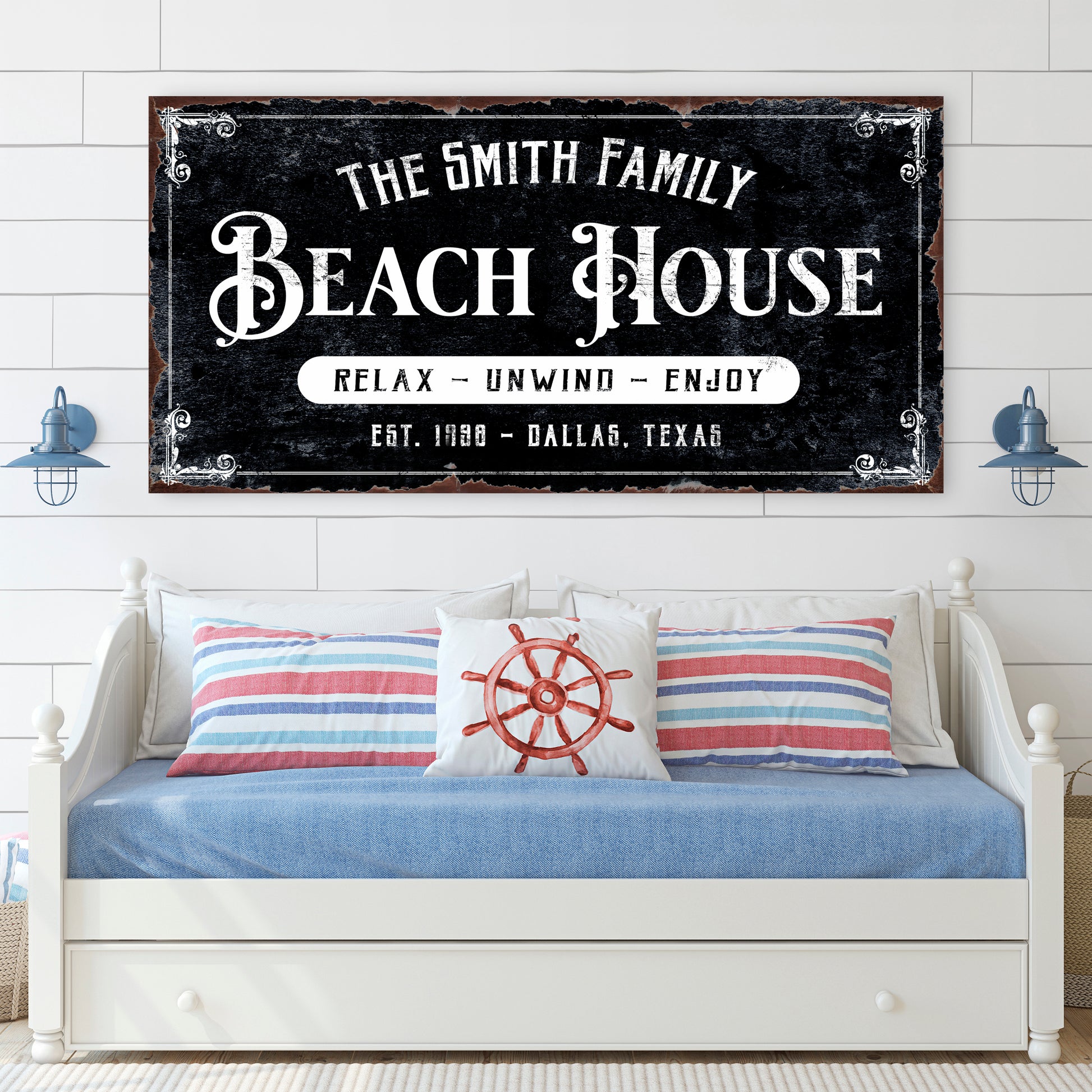 Beach House Personalized Sign III Style 1 - Image by Tailored Canvases