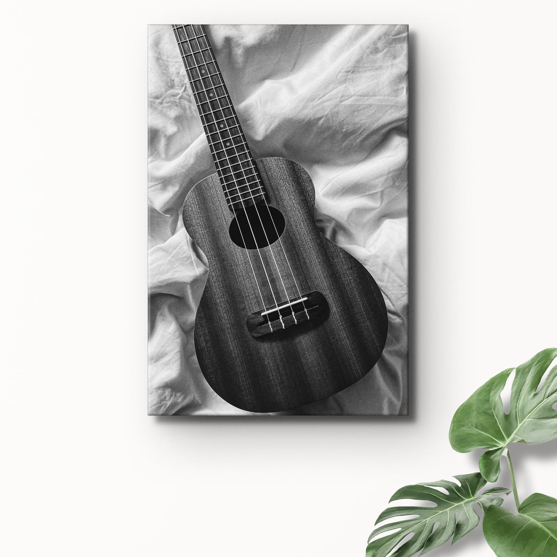 Ukulele Monochrome Canvas Wall Art Style 2 - Image by Tailored Canvases