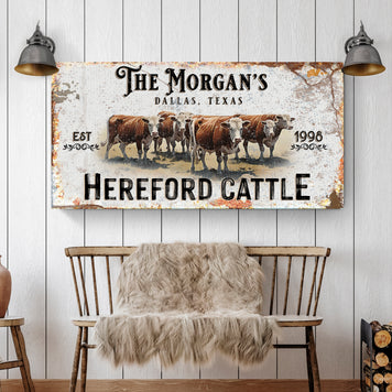 Personalized Hereford Cattle Sign II