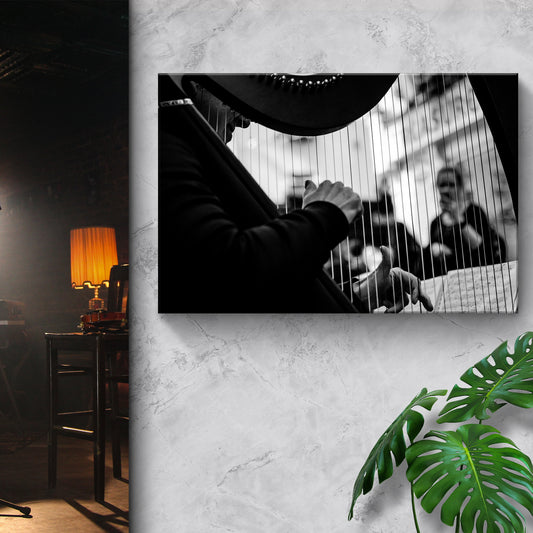 Harp Monochrome Canvas Wall Art - Image by Tailored Canvases