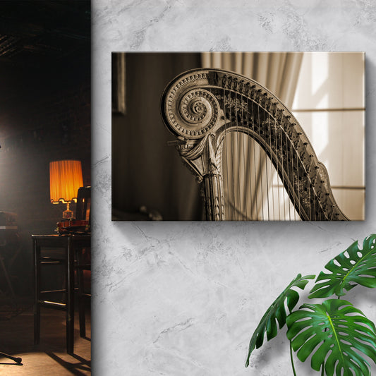 Harp Sepia Canvas Wall Art Style 2 - Image by Tailored Canvases