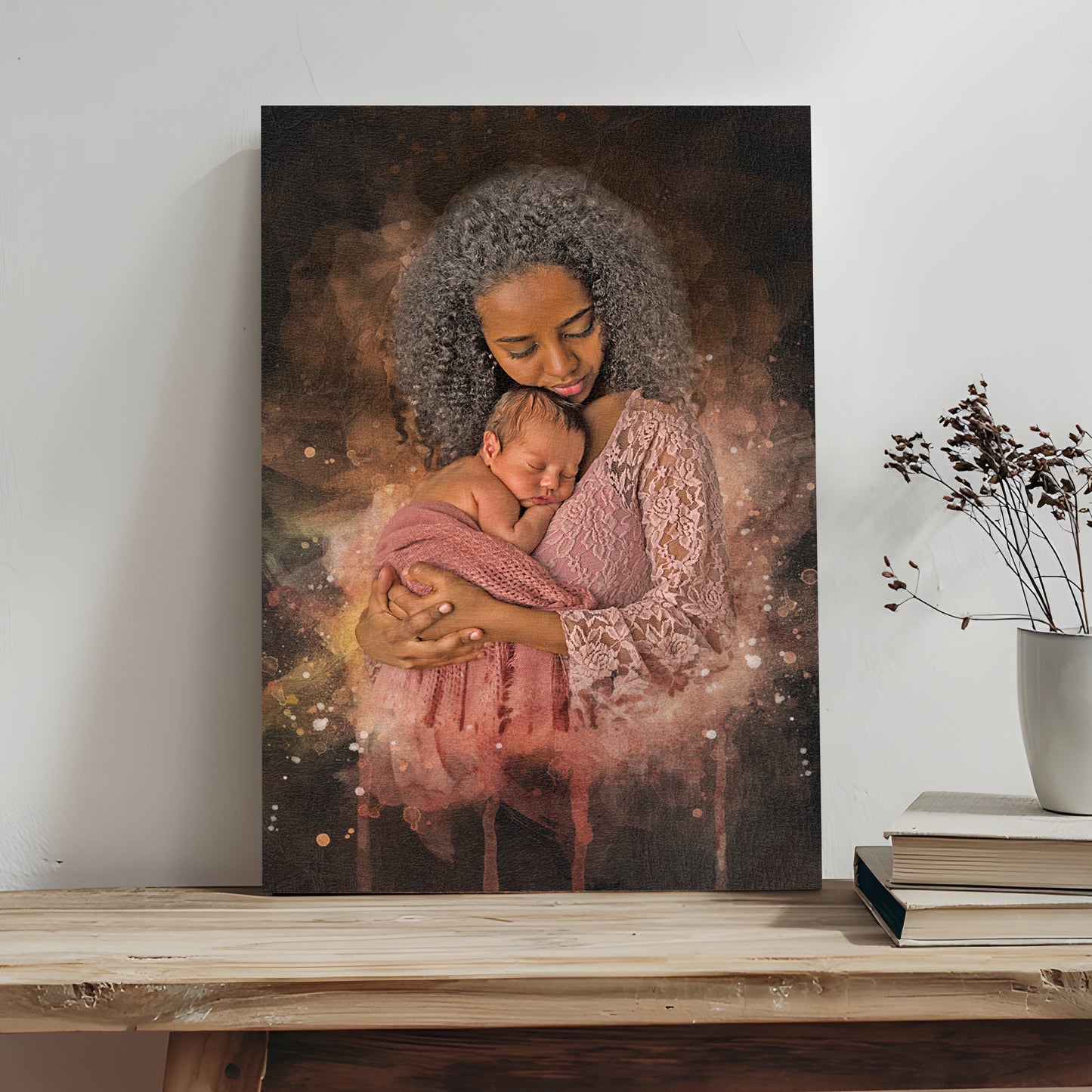 Mother's Day Watercolor Portrait Sign Mother and Child