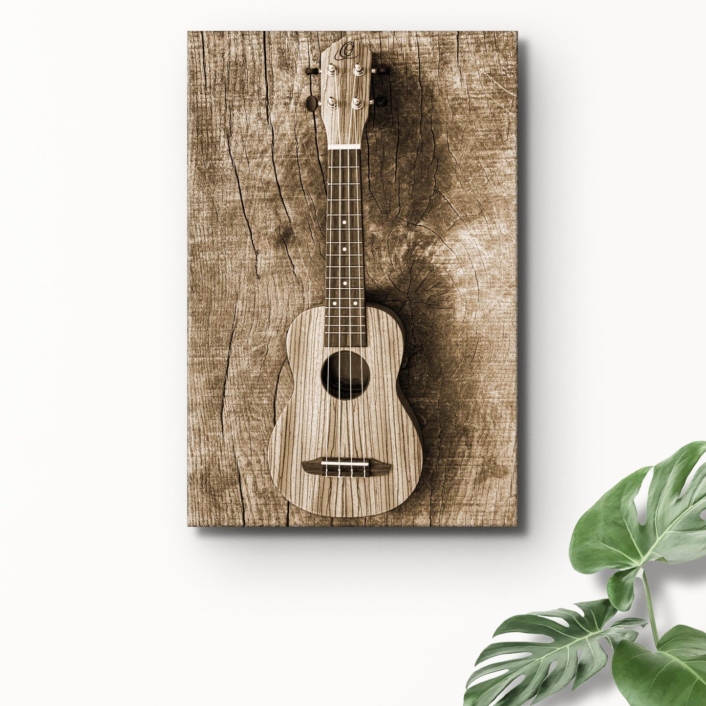 Ukulele Sepia Canvas Wall Art Style 2 - Image by Tailored Canvases