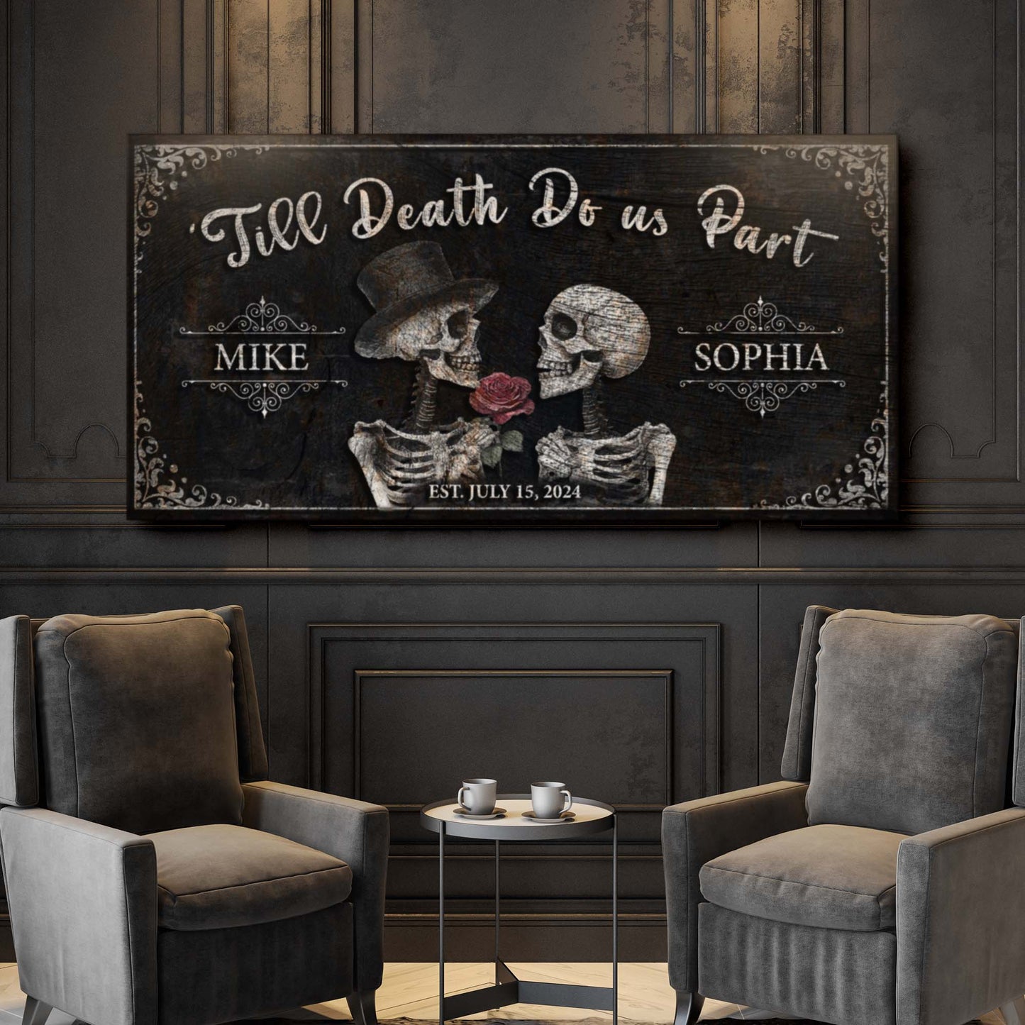 Till Death Do Us Part Skeleton Couple Sign III