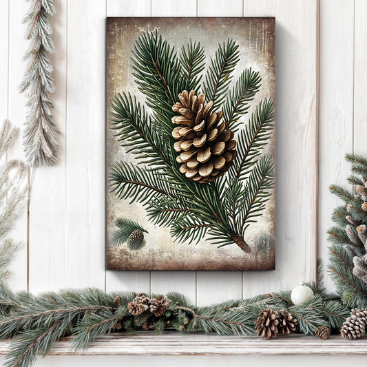 Vintage Winter Pine Cone Christmas Wall Art - Image by Tailored Canvases